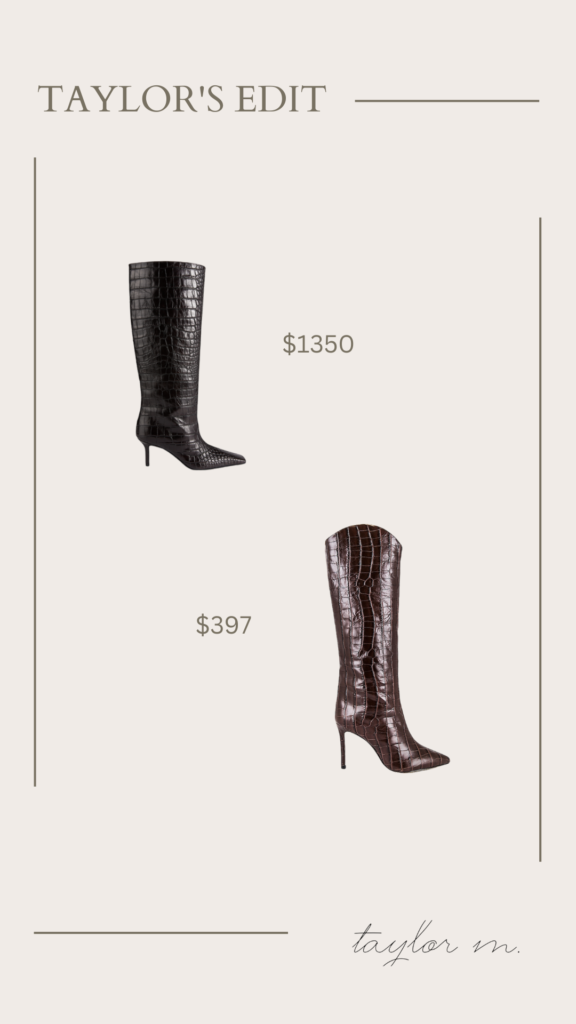 Expensive Croc-Embossed Leather Knee-High Boots vs. Cheaper Maryana Boot